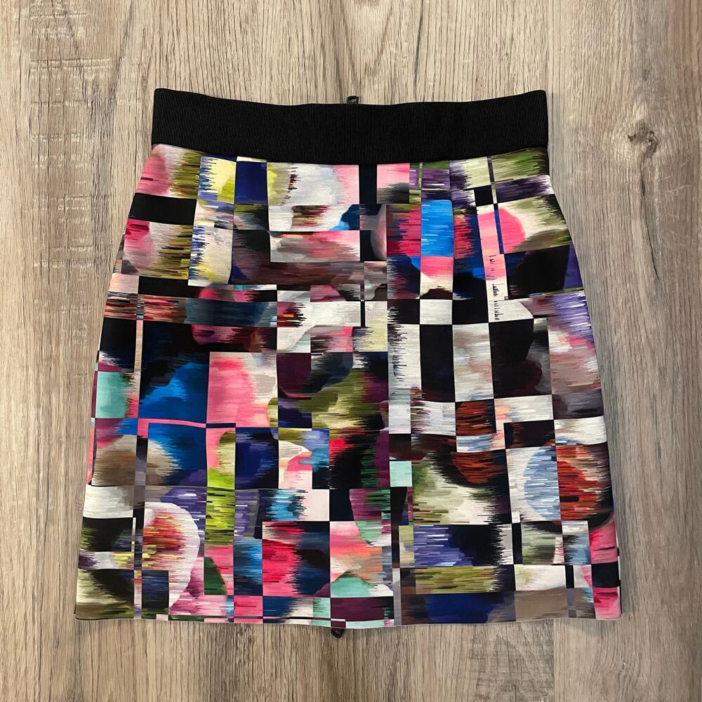 Milly Multicolored Cubist Print Pencil Skirt Bold Abstract Art to Wear Sz 6